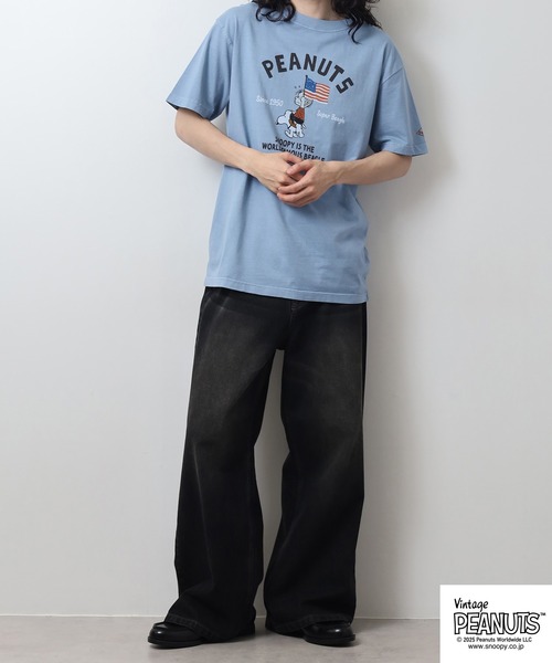 PEANUTS(ピーナッツ)の「PEAUTS ピグメントプリントTシャツ(Tシャツ/カットソー・メンズ・アイボリー系1/アイボリー系/アイボリー/オレンジ/オレンジ系/サックスブルー系/アイボリー系2/サックスブルー/ブラック/ブラック系・M/L/S/LL)」の11枚目の写真