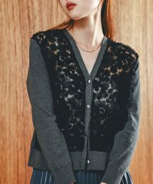 le.coeur blanc（ルクールブラン）の「【長袖】チュール刺繍Vネックカーディガン（カーディガン/ボレロ）」