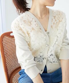WEB限定アイテム》チュール刺繍Vネックカーディガン（カーディガン