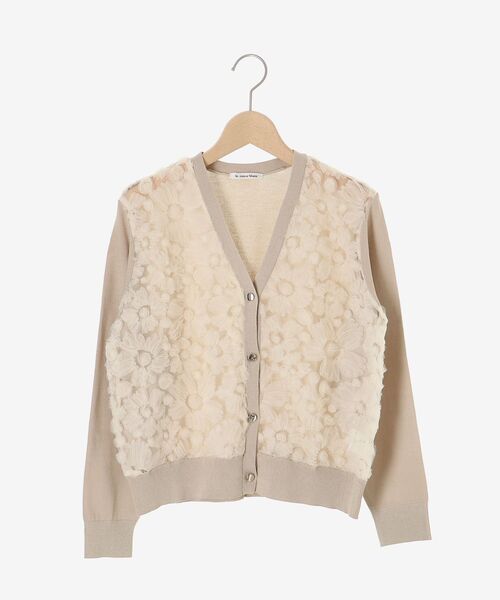 【新品未使用】le.coeur blanc チュール刺繍Vネックカーディガン ルクールブラン le.coeur blanc チュール刺繍Vネック