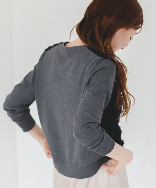 le.coeur blanc チュール刺繍Vネックカーディガン 大人気完売カーデ予約開始！》チュール刺繍Vネックカーディガン