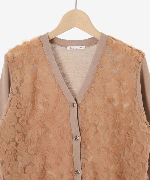le.coeur blanc（ルクールブラン）の「《手洗い可能》チュール刺繍Vネックカーディガン（カーディガン/ボレロ・レディース・ブラック/ピンクベージュ/アイボリー/グレー/ブラウン/ベージュ・38）」の13枚目の写真