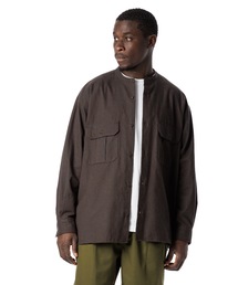 Sandinista | Band Collar Oversized Check Shirt / オーバーサイズバンドカラーチェックシャツ(シャツ/ブラウス)