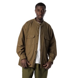 Sandinista（サンディニスタ）の「Band Collar Oversized Check Shirt / オーバーサイズバンドカラーチェックシャツ（シャツ/ブラウス）」