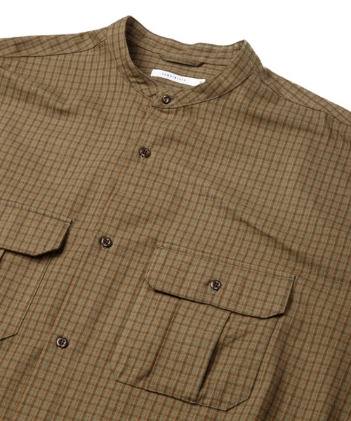 Sandinista(サンディニスタ)の「Band Collar Oversized Check Shirt / オーバーサイズバンドカラーチェックシャツ(シャツ/ブラウス・メンズ・オリーブ/ブラウン/ベージュ・MEDIUM/LARGE)」の8枚目の写真