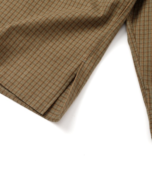 Sandinista(サンディニスタ)の「Band Collar Oversized Check Shirt / オーバーサイズバンドカラーチェックシャツ(シャツ/ブラウス・メンズ・オリーブ/ブラウン/ベージュ・MEDIUM/LARGE)」の9枚目の写真