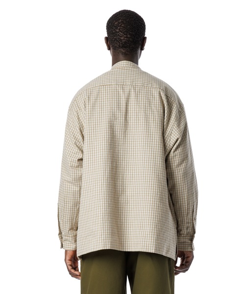Sandinista(サンディニスタ)の「Band Collar Oversized Check Shirt / オーバーサイズバンドカラーチェックシャツ(シャツ/ブラウス・メンズ・オリーブ/ブラウン/ベージュ・MEDIUM/LARGE)」の12枚目の写真