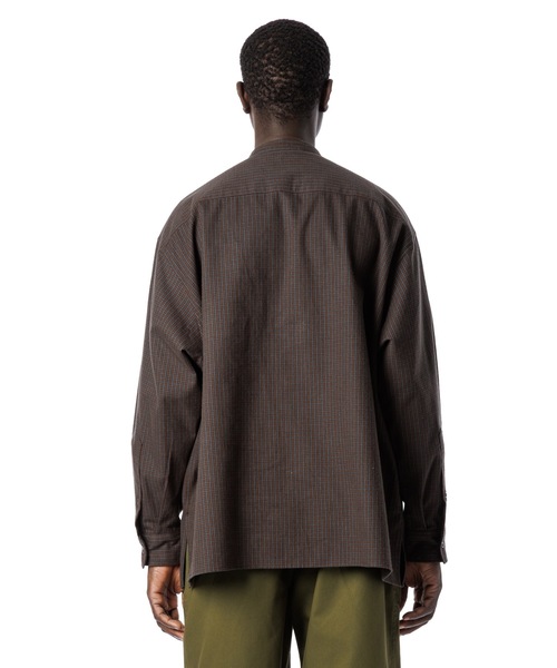 Sandinista(サンディニスタ)の「Band Collar Oversized Check Shirt / オーバーサイズバンドカラーチェックシャツ(シャツ/ブラウス・メンズ・オリーブ/ブラウン/ベージュ・MEDIUM/LARGE)」の14枚目の写真