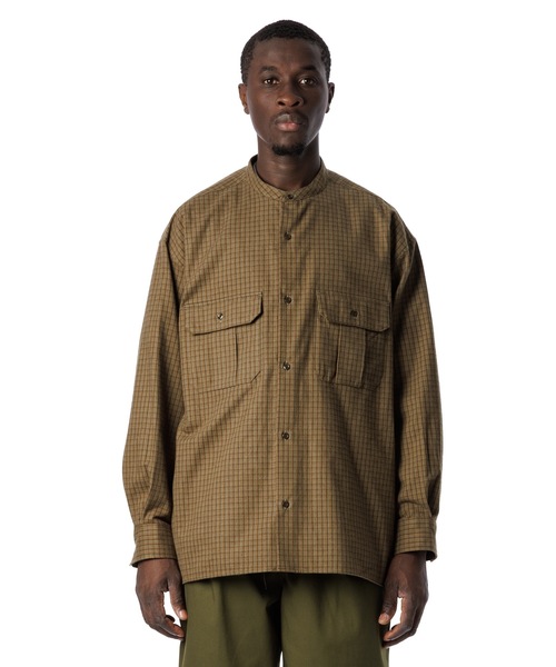 Sandinista(サンディニスタ)の「Band Collar Oversized Check Shirt / オーバーサイズバンドカラーチェックシャツ(シャツ/ブラウス・メンズ・オリーブ/ブラウン/ベージュ・MEDIUM/LARGE)」の16枚目の写真