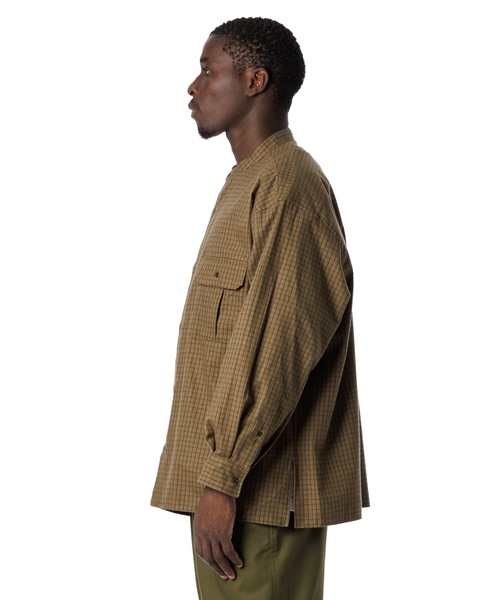 Sandinista(サンディニスタ)の「Band Collar Oversized Check Shirt / オーバーサイズバンドカラーチェックシャツ(シャツ/ブラウス・メンズ・オリーブ/ブラウン/ベージュ・MEDIUM/LARGE)」の17枚目の写真