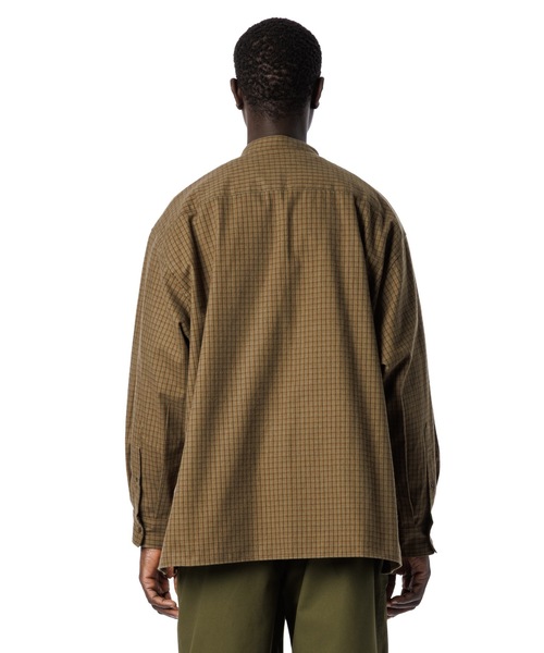 Sandinista(サンディニスタ)の「Band Collar Oversized Check Shirt / オーバーサイズバンドカラーチェックシャツ(シャツ/ブラウス・メンズ・オリーブ/ブラウン/ベージュ・MEDIUM/LARGE)」の18枚目の写真