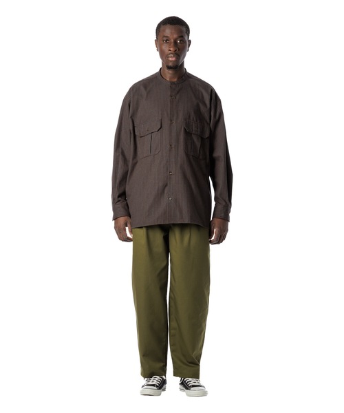 Sandinista(サンディニスタ)の「Band Collar Oversized Check Shirt / オーバーサイズバンドカラーチェックシャツ(シャツ/ブラウス・メンズ・オリーブ/ブラウン/ベージュ・MEDIUM/LARGE)」の21枚目の写真