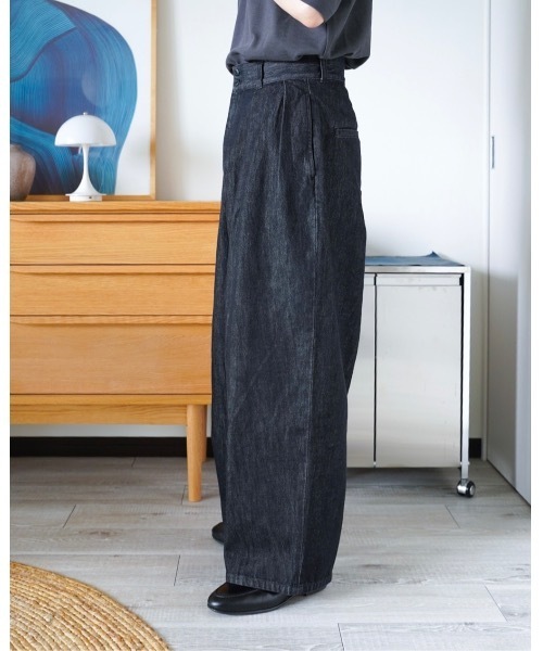 ZOZOMARKET（ゾゾマーケット）の「ZOZOMARKET by idaka-タックコクーンワイドデニム（デニムパンツ・メンズ・ブラック・マルチサイズ）」の3枚目の写真