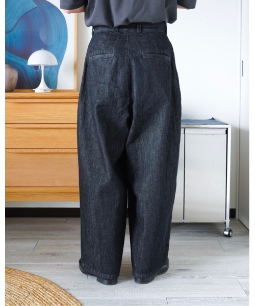 ZOZOMARKET（ゾゾマーケット）の「ZOZOMARKET by idaka-タックコクーンワイドデニム（デニムパンツ・メンズ・ブラック・マルチサイズ）」の4枚目の写真