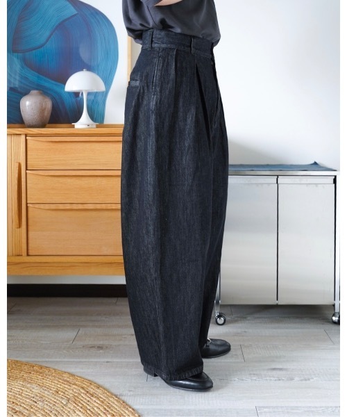 ZOZOMARKET（ゾゾマーケット）の「ZOZOMARKET by idaka-タックコクーンワイドデニム（デニムパンツ・メンズ・ブラック・マルチサイズ）」の5枚目の写真