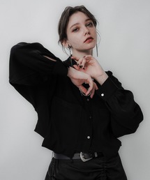 HARE ドローイングバックプリントシャツ 黒 HARE（ハレ）の「ドローイングバックプリントシャツ(HARE