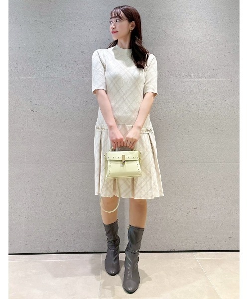 CELFORD（セルフォード）の「プリーツニットワンピース（ワンピース・レディース・ブラック/チェック/ライトピンク・38/36）」の6枚目の写真