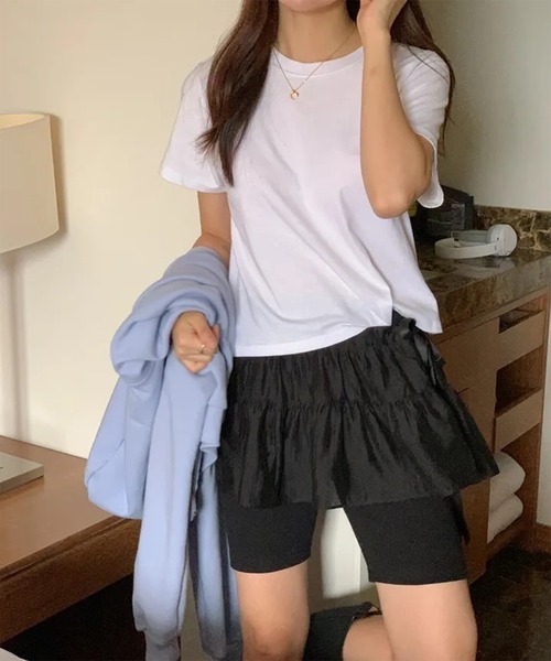 THE HITSS(ヒッツ)の「フリル リボン シフォン レイヤード ラップスカート(スカート・レディース・ホワイト/ブラック・FREE)」の11枚目の写真