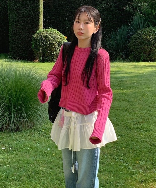 THE HITSS(ヒッツ)の「フリル リボン シフォン レイヤード ラップスカート(スカート・レディース・ホワイト/ブラック・FREE)」の13枚目の写真