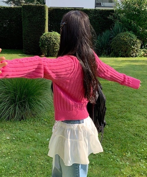 THE HITSS(ヒッツ)の「フリル リボン シフォン レイヤード ラップスカート(スカート・レディース・ホワイト/ブラック・FREE)」の15枚目の写真