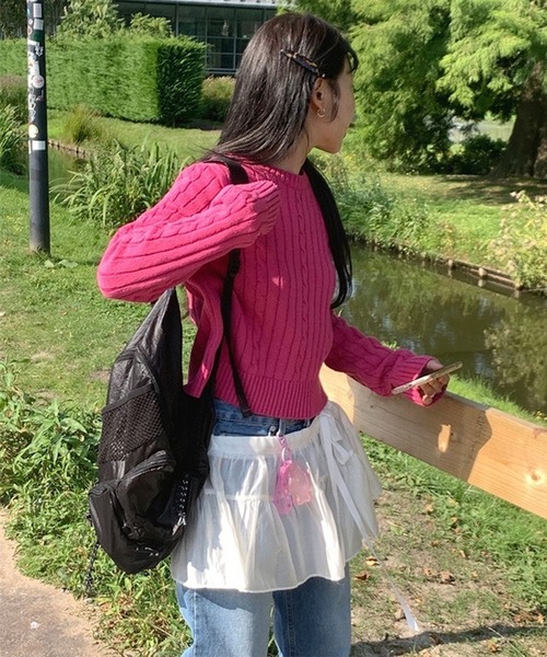 THE HITSS(ヒッツ)の「フリル リボン シフォン レイヤード ラップスカート(スカート・レディース・ホワイト/ブラック・FREE)」の16枚目の写真