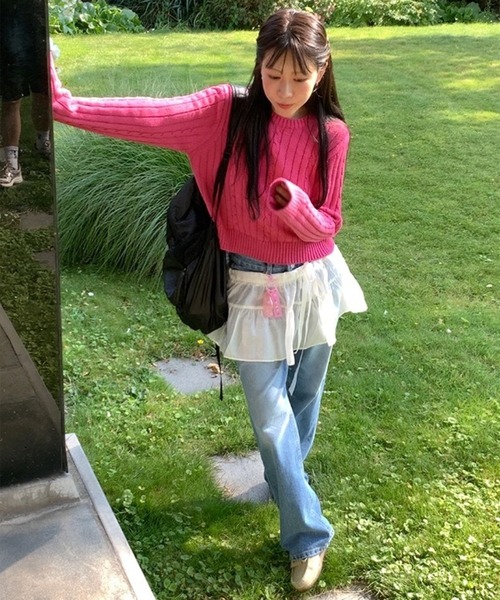 THE HITSS(ヒッツ)の「フリル リボン シフォン レイヤード ラップスカート(スカート・レディース・ホワイト/ブラック・FREE)」の17枚目の写真