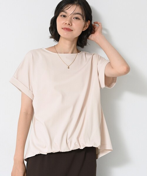 Dessin(デッサン)の「【二の腕カバー/UVカット】ロールアップスリーブ裾ギャザーカットソー(Tシャツ/カットソー・レディース・ネイビー系2/ナチュラル/ピンク/ホワイト・03/02/01/00)」の17枚目の写真