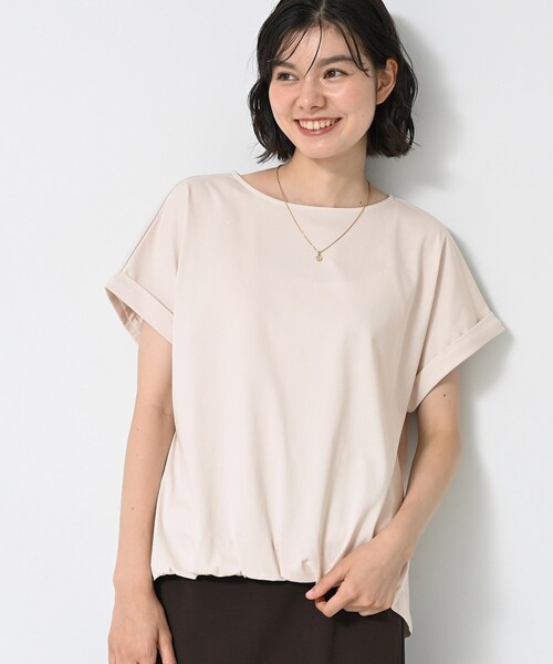 Dessin(デッサン)の「【二の腕カバー/UVカット】ロールアップスリーブ裾ギャザーカットソー(Tシャツ/カットソー・レディース・ネイビー系2/ナチュラル/ピンク/ホワイト・03/02/01/00)」の18枚目の写真