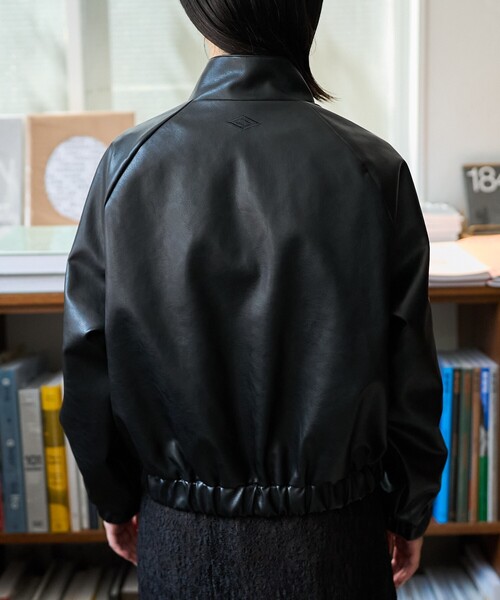 UMBRO/アンブロ レザージャケット　ブルゾン　ライダース　ブラック　黒 UMBRO × FREAK'S STORE/アンブロ 別注 LEATHERETTE STAND COLLAR
