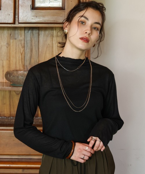 Bou Jeloud（ブージュルード）の「シアーボトルインナー（Tシャツ/カットソー・レディース・ブラック/ブラウン/オフホワイト/ブルー/マスタード・FREE）」の3枚目の写真