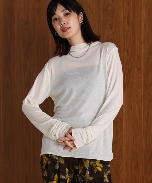 Bou Jeloud（ブージュルード）の「シアーボトルインナー（Tシャツ/カットソー・レディース・ブラック/ブラウン/オフホワイト/ブルー/マスタード・FREE）」の6枚目の写真