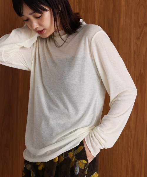 Bou Jeloud（ブージュルード）の「シアーボトルインナー（Tシャツ/カットソー・レディース・ブラック/ブラウン/オフホワイト/ブルー/マスタード・FREE）」の8枚目の写真