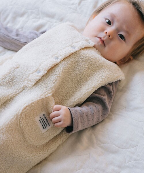 BEAMS mini（ビームスミニ）の「【WEB限定】ベビー ボア オーバーオール 2025FW（70～80cm）（サロペット/オーバーオール・キッズ・ホワイト系その他5/ブラウン系その他4・80/70）」の4枚目の写真