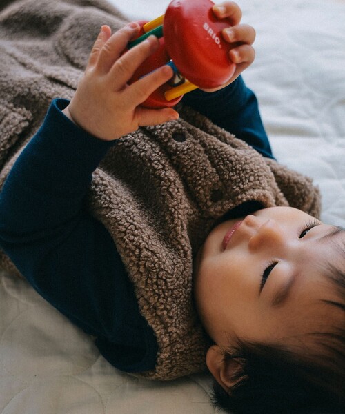 BEAMS mini（ビームスミニ）の「【WEB限定】ベビー ボア オーバーオール 2025FW（70～80cm）（サロペット/オーバーオール・キッズ・ホワイト系その他5/ブラウン系その他4・80/70）」の10枚目の写真