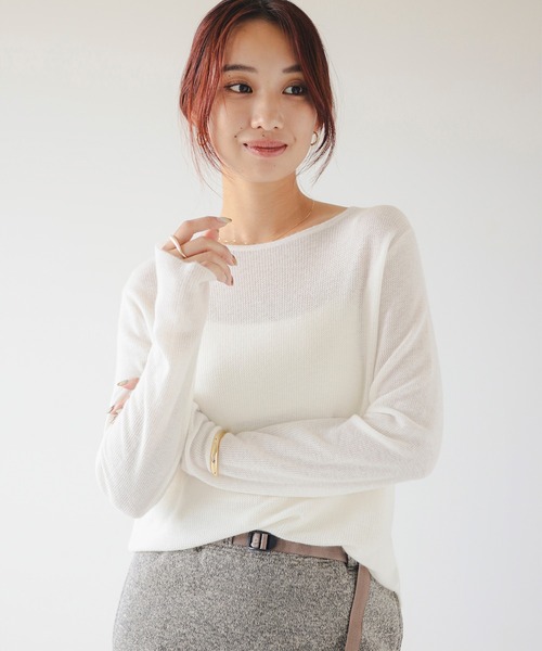 B:MING by BEAMS(ビーミングバイビームス)の「エアリー ニット(ニット/セーター・レディース・ライトグレー/ネイビー/オフホワイト・ONE SIZE)」の7枚目の写真