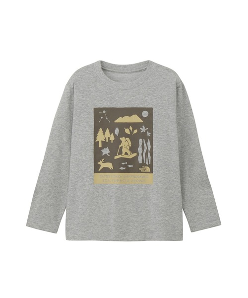 THE NORTH FACE(ザノースフェイス)の「THE NORTH FACE/ザ・ノース・フェイス T L/S SHIRETOKO T キッズ ロンT NTT82530ST(Tシャツ/カットソー・キッズ・ホワイト/ダークグレー/ミックスグレー・120cm/110cm/100cm)」の3枚目の写真