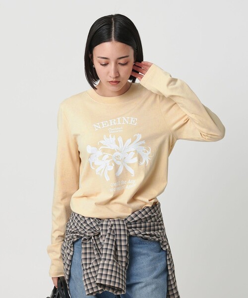 完売　ビューティーアンドユース　プリントロングスリーブTシャツ 別注】＜WAVE UNION＞プリントロングスリーブTシャツ（Tシャツ