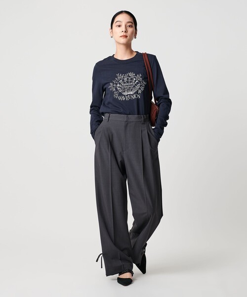 WAVE UNION(ウェーブユニオン)の「【別注】<WAVE UNION>プリントロングスリーブTシャツ(Tシャツ/カットソー・レディース・ネイビー/ベージュ/ホワイト・FREE)」の5枚目の写真