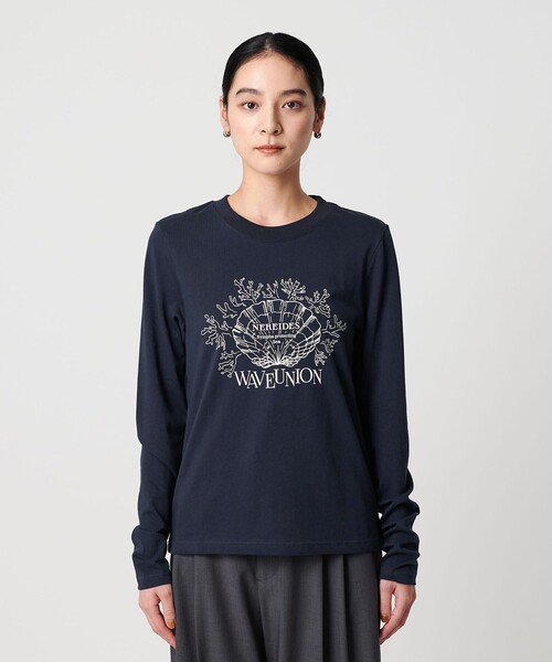 WAVE UNION(ウェーブユニオン)の「【別注】<WAVE UNION>プリントロングスリーブTシャツ(Tシャツ/カットソー・レディース・ネイビー/ベージュ/ホワイト・FREE)」の18枚目の写真