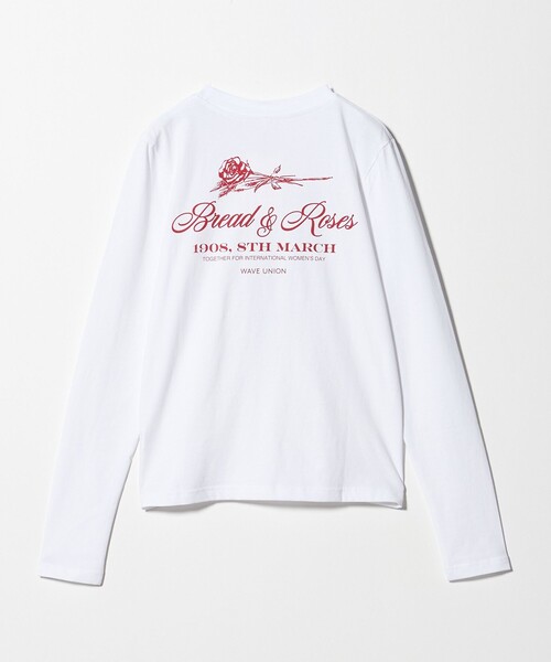 WAVE UNION(ウェーブユニオン)の「【別注】<WAVE UNION>プリントロングスリーブTシャツ(Tシャツ/カットソー・レディース・ネイビー/ベージュ/ホワイト・FREE)」の4枚目の写真