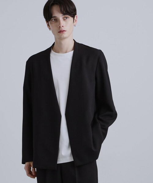 tk.TAKEO KIKUCHI（ティーケータケオキクチ）の「【セットアップ対応】テッククレープノーカラージャケット（テーラードジャケット・メンズ・ブラック/ブラウン系その他/チャコールグレー・01/02/03）」の9枚目の写真