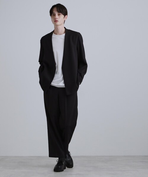 tk.TAKEO KIKUCHI（ティーケータケオキクチ）の「【セットアップ対応】テッククレープノーカラージャケット（テーラードジャケット・メンズ・ブラック/ブラウン系その他/チャコールグレー・01/02/03）」の11枚目の写真