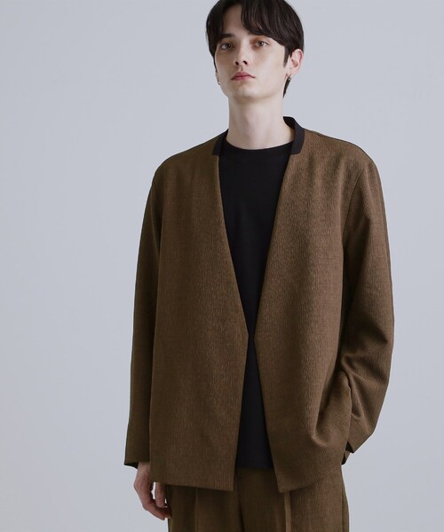 tk.TAKEO KIKUCHI（ティーケータケオキクチ）の「【セットアップ対応】テッククレープノーカラージャケット（テーラードジャケット・メンズ・ブラック/ブラウン系その他/チャコールグレー・01/02/03）」の13枚目の写真