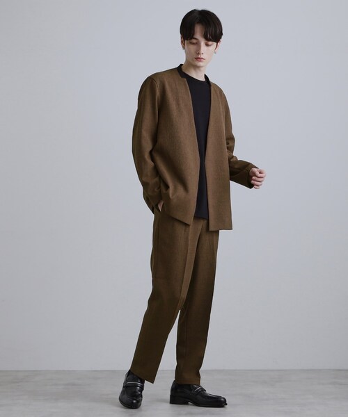 tk.TAKEO KIKUCHI（ティーケータケオキクチ）の「【セットアップ対応】テッククレープノーカラージャケット（テーラードジャケット・メンズ・ブラック/ブラウン系その他/チャコールグレー・01/02/03）」の15枚目の写真