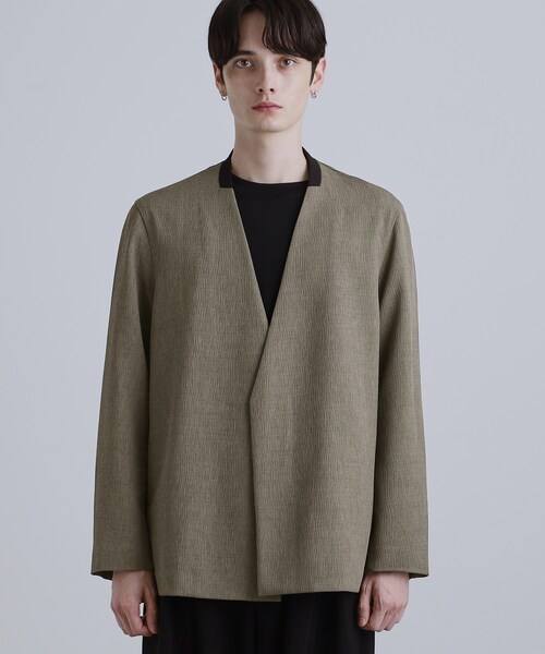 tk.TAKEO KIKUCHI（ティーケータケオキクチ）の「【セットアップ対応】テッククレープノーカラージャケット（テーラードジャケット・メンズ・ブラック/ブラウン系その他/チャコールグレー・01/02/03）」の17枚目の写真