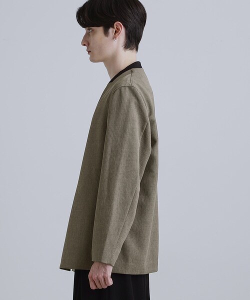 tk.TAKEO KIKUCHI（ティーケータケオキクチ）の「【セットアップ対応】テッククレープノーカラージャケット（テーラードジャケット・メンズ・ブラック/ブラウン系その他/チャコールグレー・01/02/03）」の18枚目の写真