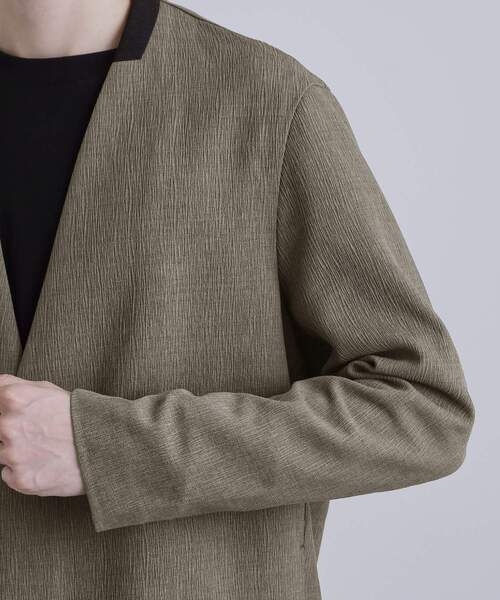 tk.TAKEO KIKUCHI（ティーケータケオキクチ）の「【セットアップ対応】テッククレープノーカラージャケット（テーラードジャケット・メンズ・ブラック/ブラウン系その他/チャコールグレー・01/02/03）」の21枚目の写真