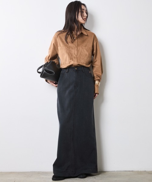 CHIC STYLE（シックスタイル）の「フェイクスエードシャツ＜大きいサイズ有＞シックスタイル（シャツ/ブラウス・レディース・ベージュ/ブラウン・M/L/LL/3L/4L/5L）」の6枚目の写真