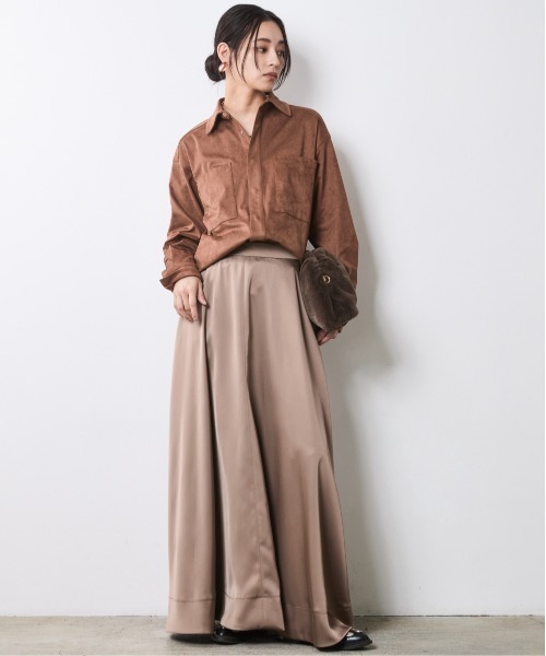 CHIC STYLE（シックスタイル）の「フェイクスエードシャツ＜大きいサイズ有＞シックスタイル（シャツ/ブラウス・レディース・ベージュ/ブラウン・M/L/LL/3L/4L/5L）」の12枚目の写真