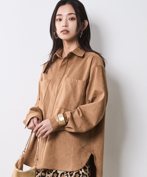 CHIC STYLE（シックスタイル）の「フェイクスエードシャツ＜大きいサイズ有＞シックスタイル（シャツ/ブラウス・レディース・ベージュ/ブラウン・M/L/LL/3L/4L/5L）」の22枚目の写真